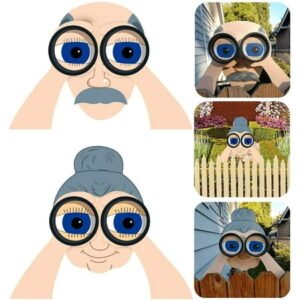 Dengmore 2PCS Binocular Spying Fence Peeker Yard Art, Garden Nosy Neighbor Funny Old Couple, Waterproof Outdoor Lawn Decoration Signs
