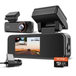 Rexing 2K Front and 1080P Rear Dash Cam with App Control, WiFi, Dual Camera System, Loop Recording, Parking Monitor