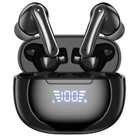 Cshidworld Wireless Earbuds Bluetooth Headphones IPX7 Waterproof TWS Deep Bass Stereo Noise Cancelling Headset,W/ 140H Playtime USB-C Charging Case LED Battery Display for Sport Android/iOS