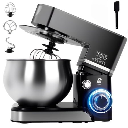 Casualife Stand Mixer, 6.5-QT 6-Speed Tilt-Head Kitchen Stand Mixer with Dough Hook, Wire Whip & Beater