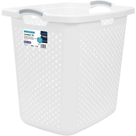 Home Logic Plastic Laundry Hamper – Durable, 2.5 Bushel Capacity, White