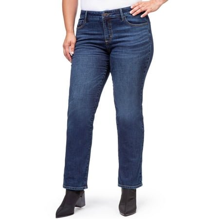 Jordache Womens Mid Rise Curvy Straight Jeans