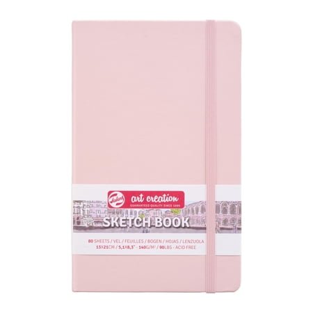Talens Art Creations Sketchbook, Drawing Notebook, 5.1 x 8.3 inches (13 x 21 cm), Pastel Pink, Thickness: 4.9 oz/sq ft (140 g/m2), Fine, Acid Free Paper, 80 Sheets Bound