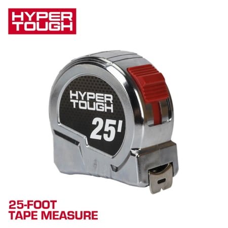 Hyper Tough 25-foot Chrome Tape Measure with Nylon Coated Blade