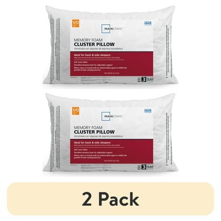 (2 pack) Mainstays™ Memory Foam Cluster Bed Pillow, Standard Queen