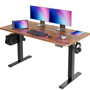 Amadwell 55" Electric Height Adjustable Standing Desk, 27.6" Deep Work Table with Cable Management, Home Office Desk