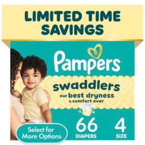 Pampers Swaddlers Fragrance Free Baby Diapers Size 4, 66 Count ( Select for More Options)