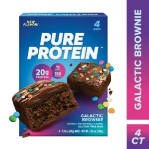Pure Protein Bars, Galactic Brownie, Gluten Free, 20g Protein, 1.76 oz, 4 Count