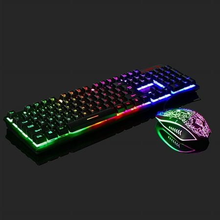 Rainbow Gaming Keyboard and Mouse Set For PS4/PS3/Xbox One LED Multi-Colored Changing Backlight Mouse