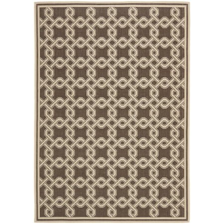 SAFAVIEH Martha Stewart Geometric Interlock Area Rug, Chocolate/Cream, 4' x 5'7"