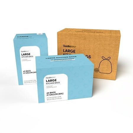 Qualiazero Unscented 21 Gallon Drawstring Trash Bags, 90 Count