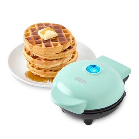Dash Mini Waffle Maker - 4â€ Waffle Mold, Nonstick Waffle Iron with Quick Heat-Up, Nonstick Surface - Perfect Mini Waffle Maker for Kids and Families, Just Add Batter, Aqua