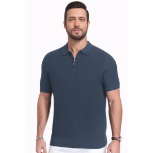 Iceglad Mens Knit Polo Shirt Short Sleeve Lightweight Viscose Polo Sweater Casual Ribbed Textured Summer Golf Shirt Soft Breathable Fashion Pullover