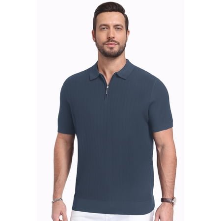Iceglad Mens Knit Polo Shirt Short Sleeve Lightweight Viscose Polo Sweater Casual Ribbed Textured Summer Golf Shirt Soft Breathable Fashion Pullover