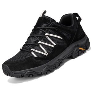 Gexuosn Women's Hiking Shoes Lightweight Breathable Arch Support Running Sneakers Outdoor Hiking Boots, Black