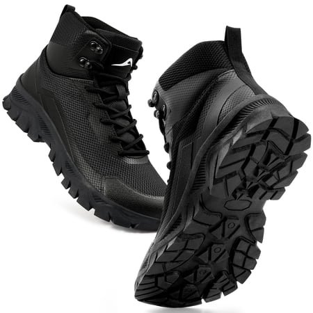 MeMoride Men's Hiking Boots Mid-Top Breathable Non-Slip Outdoor Trekking Shoes
