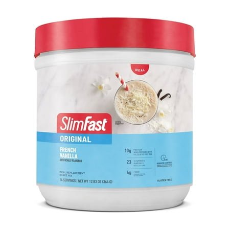 SlimFast Original Meal Replacement Shake Powder, French Vanilla, 12.83 oz, 14 Servings
