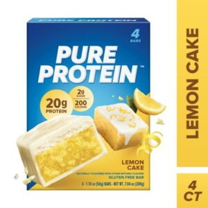 Pure Protein Bars, Lemon Cake, Gluten Free, 20g Protein, 1.76 oz, 4 Count