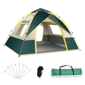 Mibote 3-4Person Camping Tent, Auto Setup Pop Up Tent, Waterproof, Huge Door & Windows for Camping, Hiking, Travel