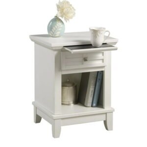 Homestyles Arts & Crafts Off White Wood Nightstand with Slide-out Shelf