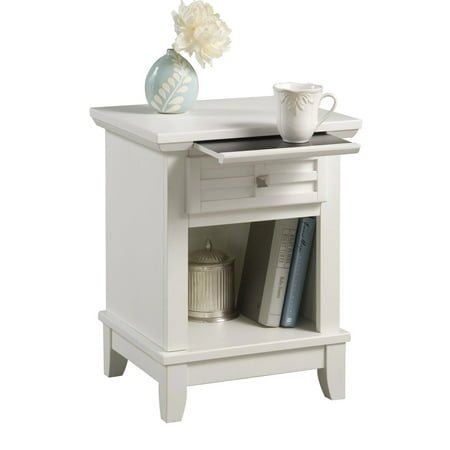 Homestyles Arts & Crafts Off White Wood Nightstand with Slide-out Shelf