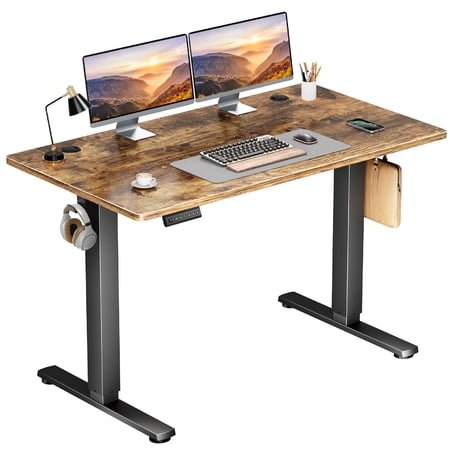 CONCETTA 48x24 Inch Electric Standing Desk, Ergonomic Rising Modern Lift Motorized Gaming Desktop Workstation for Work Home Office, Height Adjustable, Rust
