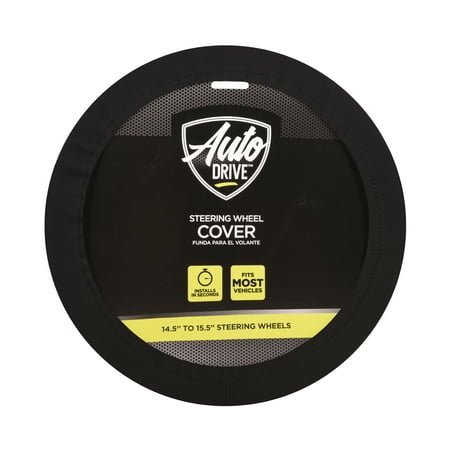 Auto Drive Universal Neoprene Waterproof Steering Wheel Cover, Set of 1, Fit for Cars, SUVs, Trucks, Black
