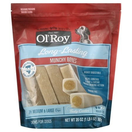 Ol' Roy Munchy Bone Dog Treats, Bacon and Cheese Flavor, 20 oz, 7 Count