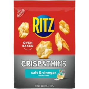 RITZ Crisp and Thins Salt and Vinegar Chips, Party Snacks, 7.1 oz