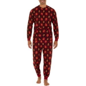 Fruit of the loom men's holiday print super soft microfleece union suit