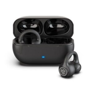 JLab Flex Open Earbuds, Black, Open-Ear Clip Design, 21+ Hr Playtime, IPX4, Multipoint, Clear Calls, Fast Pair