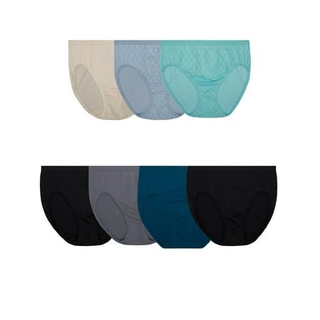 Fruit of the Loom Women's 360 Stretch Seamless Hi-Cut Brief Underwear, 6+1 Bonus Pack