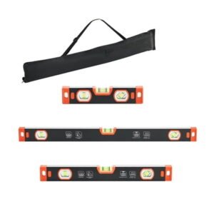 KFFKFF Torpedo Level Set, 3 Sizes: 9/16/24 in, Magnetic Leveling Tools with Aluminum Alloy Build, Clear Green Vials, V-Groove Design, Hanging Hole, Suitable for Multi-Angle Measurements