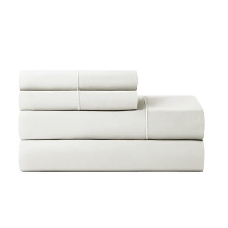 Hotel Style 4-Piece 600 Thread Count White Egyptian Cotton Adult Bed Sheet Set, Queen - Deep Pocket