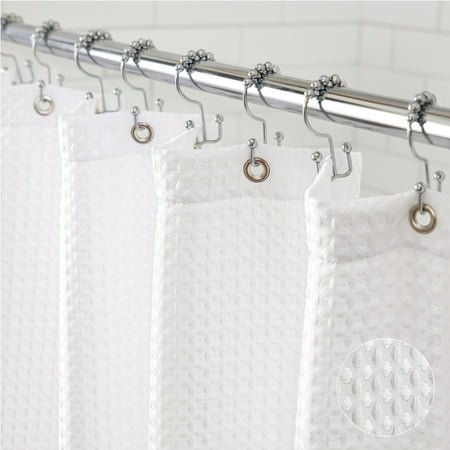 GORILLA GRIP Waffle Shower Curtain, Thick Weighted Fabric, Wrinkle and Rust Resistant, Classic Hotel Quality Design, Machine Wash, 72x72 White