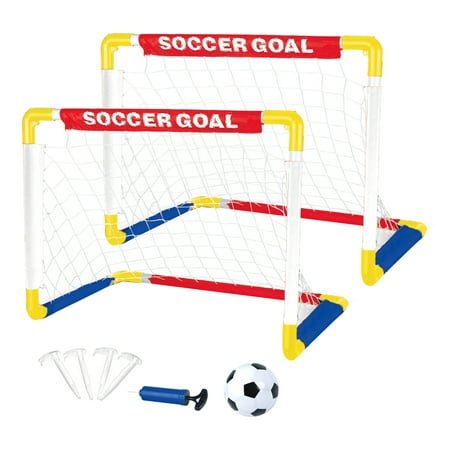 Play Day Foldable Soccer Set (2 Folding Goals, Ball, Inflating Pump, & 4 Stakes) Children Ages 3+