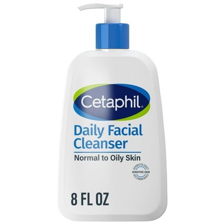 Cetaphil Daily Facial Cleanser Face Wash for Sensitive, Normal to Oily Skin, 8 oz