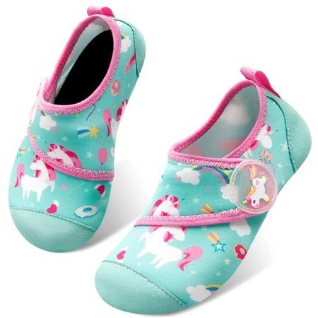 Barerun Kids Boys Girls Quick Dry Water Shoes Aqua Socks for Beach Swimming Pool Green 8-8.5 Toddler