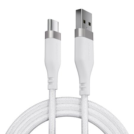 Liquipel Powertek Type-C Fast Charger Cable, 6ft USB-C for Galaxy, Note, Tab, MacBook, Premium White