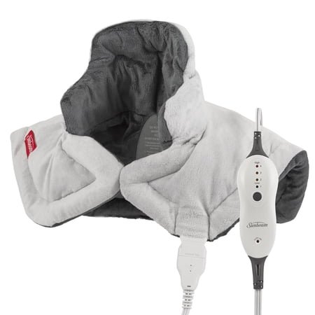 Sunbeam Renue Heat Therapy Neck and Shoulder Pain Relief Wrap Heating Pad, Grey
