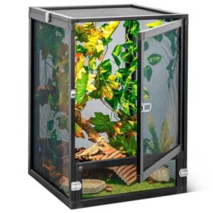 13 Gallon Quick-Assembly & Foldable Reptile Terrarium Kit,360° View & Ventilation for Snake Tanks, Lizard Cages, Chameleon Enclosures, Crested Gecko Tanks & Butterfly Cages