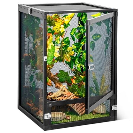 13 Gallon Quick-Assembly & Foldable Reptile Terrarium Kit,360° View & Ventilation for Snake Tanks, Lizard Cages, Chameleon Enclosures, Crested Gecko Tanks & Butterfly Cages