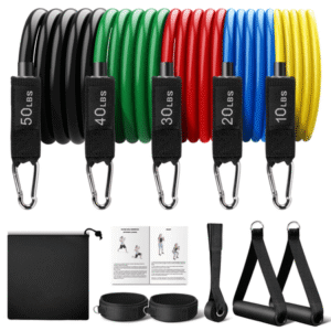 Resistance Bands Exercise Bands Workout Bands - Up to 150lb, Indoor and Outdoor Bands with Door Anchor and Handles for Strength, Slim, Yoga, Home Gym Equipment for Men/Women
