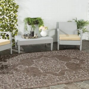 SAFAVIEH Courtyard Clodagh Medallion Indoor/Outdoor Area Rug, Brown/Beige, 5'3" x 7'7"