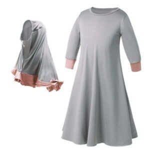 JikouIivo Muslim Islamic Baby Girls' Ramadan Abaya with Hijab Full Length Robe Burka Maxi Little Kids/Toddler Baby Girl Dresses