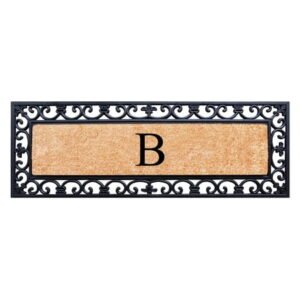 A1HC First Impression Exclusive Hand Crafted Myla Monogrammed Entry Doormat, Rubber Coir Mat Large Double Door Size - 18" x 48"