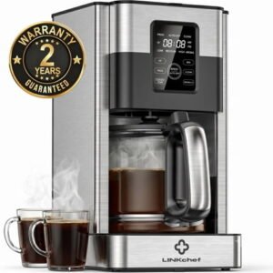 LINKChef Drip Coffee Maker 12 Cup Programmable Drip with Glass Carafe, 12-Hour Auto Brew Timer, Keep Warm Plate, Easy Clean Filter Basket