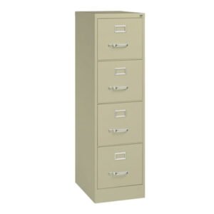 Hirsh 4 Drawer Letter Locking Metal Vertical File Cabinet, 22" Deep, Putty
