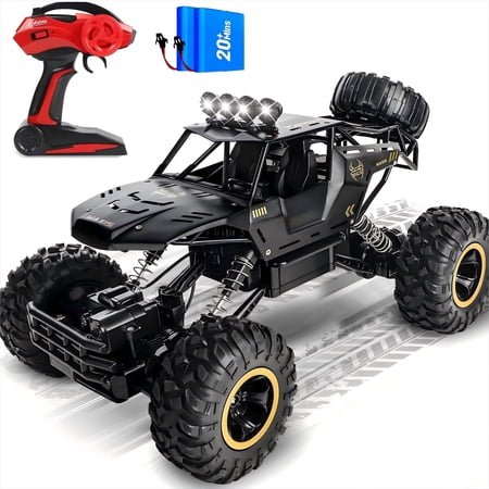 Wisairt 1:12 Large RC Cars, 4WD Large Remote Control Monster Truck 2.4 GHz Alloy RC Cars for Kids Adults Aged 6 + Birthday Gifts (Black)