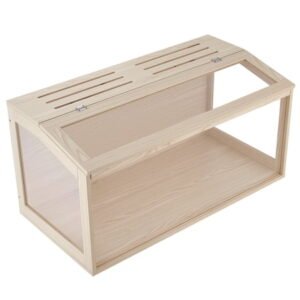 KFFKFF Wooden Hamster Cage 40.1"x20.4"x20.1" with 270° Clear Viewing, Durable Acrylic Small Animal Habitat Featuring Openable Top, Spacious Enclosure for Syrian/Dwarf Hamsters,Guinea Pigs,and Gerbils